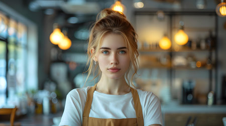 Impressive female entrepreneur thrives in the realm of private small business ownership. Concept Female Entrepreneurship, Small Business Success, Private Ownership, Empowered Womanの素材