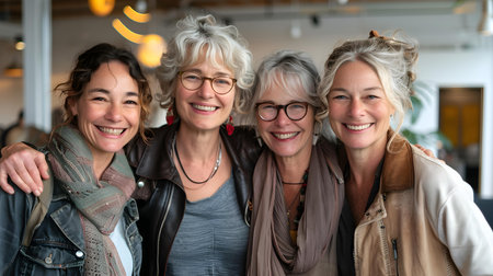Empowered Women Come Together to Share Laughter and Joy on Women's Day. Concept Women's Empowerment, Laughter, Joyful Moments, Women's Day, Female Friendshipの素材