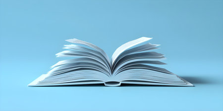 D open book icon against white background perfect for online education. Concept Online Education, Distance Learning, E-Learning, Technology, Study Materialsの素材