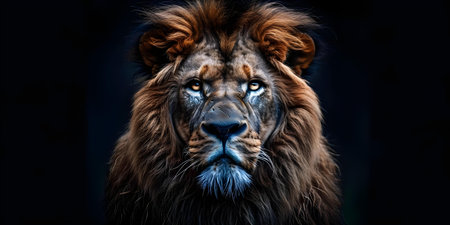 A majestic lion with a unique artistic twist and powerful presence. Concept Wildlife, Artistic Interpretation, Majestic Animals, Unique Perspective, Powerful Presenceの素材