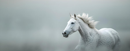 A majestic white horse symbolizing power faith and divine intervention. Concept Spiritual Connection, Animal Symbolism, Majestic Power, Divine Intervention, White Horseの素材