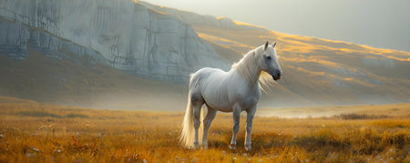 Symbolism of a Majestic White Horse: Power, Faith, and Divine Intervention. Concept Power, Faith, Divine Intervention, Symbolism, White Horseの素材