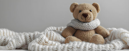 Innocence and Simplicity: Soft Cuddly Teddy Bear on a Pure White Background. Concept Innocence, Simplicity, Teddy Bear, White Background, Soft Aestheticの素材