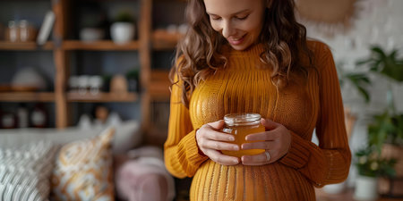 Nurturing Pregnancy Skincare: Woman Applying Belly Balm. Concept Skincare Routine, Pregnancy Glow, Belly Balm Benefits, Self-Care, Maternity Wellnessの素材