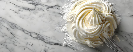 Fluffy Egg Whites: Whisking in a Pristine White Kitchen. Concept Baking Techniques, Home Cooking, Fluffy Egg Whites, Kitchen Photographyの素材
