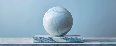 Aesthetic showcase of a flawless white marble sculpture on simple backdrop. Concept Sculpture Showcase, White Marble Art, Minimalist Backdrop, Aesthetic Photographyの素材