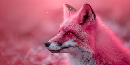 A pink Fox in a bright monochromatic pink environment. Concept Animal Photography, Monochromatic Colors, Fox Portrait, Pink Aesthetic, Vibrant Backgroundの素材