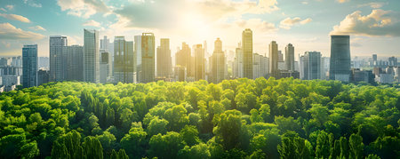 Evolution of City Skylines: From Urban to Green Landscape. Concept City Skylines, Urban Development, Green Landscapes, Evolution, Architecture Trendsの素材