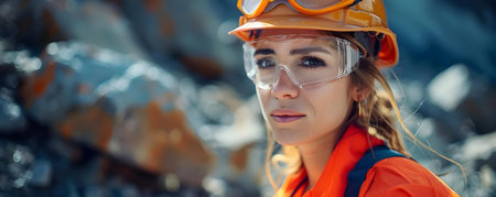 Young female geologist paving the way for women in science. Concept Women in Science, Geology, Empowerment, Breaking Barriers, Career Impactの素材