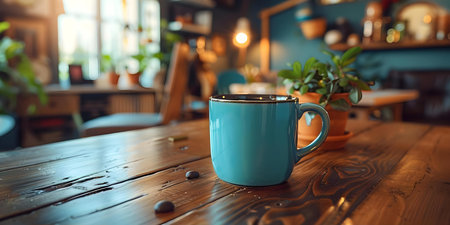 Creating a Welcoming Workspace Vibe with a Vintage Coffee Cup in a Home Office. Concept Home Office Decor, Vintage Coffee Cup, Cozy Workspace, Work-From-Home Vibeの素材