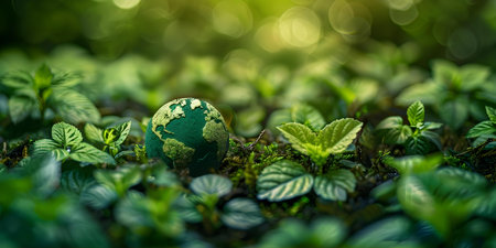 Celebrating ecoconsciousness a vibrant backdrop symbolizing World Environment Day concept. Concept World Environment Day, Ecoconsciousness, Vibrant Backdrop, Nature-Inspired Propsの素材