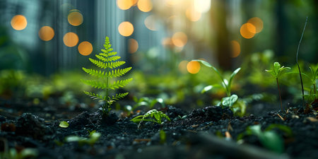 Balancing Energy Development and Environmental Preservation in Contemporary Society. Concept Sustainable Development, Environmental Conservation, Renewable Energy, Climate Change Mitigationの素材