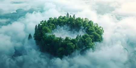 Conserving Nature Through Ekokontsept's Tree and Cloud Encirclement. Concept Sustainable practices, Tree planting, Cloud protection, Environment conservation, Ekokontseptの素材