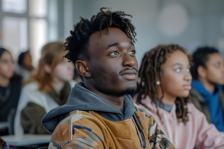 Enthusiastic Classroom of Diverse Students Engaged in Science Learning. Concept Science experiments, Student engagement, Diverse classroom, Enthusiastic learningの素材