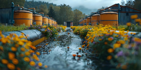 Engineers working on anaerobic digestion system to convert organic waste into biogas for renewable energy. Concept Engineer, Anaerobic Digestion, Organic Waste, Biogas, Renewable Energyの素材