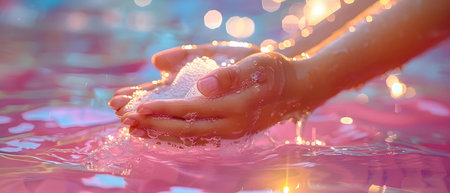 Child washes hands with soap to prevent spread of germs at home. Concept Hand Hygiene, Child Care, Preventing Germs, Healthy Habits, Family Healthの素材