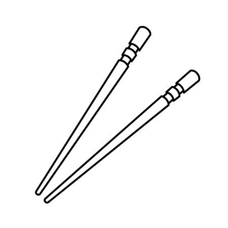 Chopsticks doodle line drawing black and white vector illustrationのイラスト素材