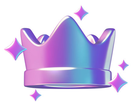 3d crown holographic y2k vector illustration isolated on white backgroundのイラスト素材