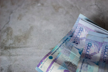 Banknote on cement floor background.の写真素材