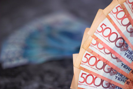 Close-up of banknotes of 50, 100 and 500 rubles