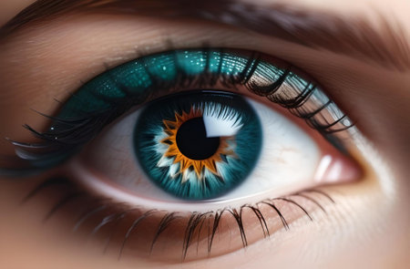Close-up of beautiful woman's eye with long eyelashes.の素材