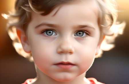 Portrait of a little boy with blue eyes. Close-up.の素材