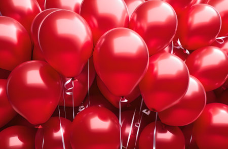 Red balloons on a white background. 3d render. Valentine's Dayの素材