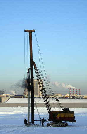  work on ramming the pilesの写真素材