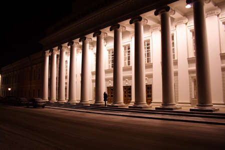 Night stage at steps of universityの写真素材