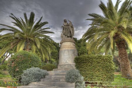 Hellas and Lord Byron statue in Athensの写真素材