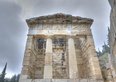photo of the reconstructed Treasury of Athens at Delphiの写真素材