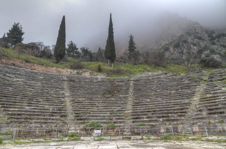 photo of the ancient theatre at Delphiの写真素材