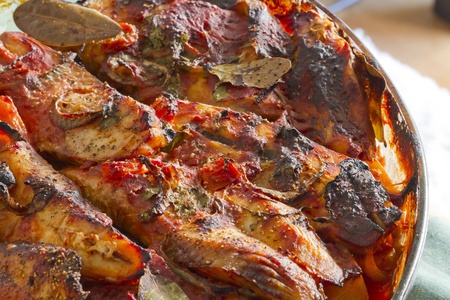 closeup photo of a greek traditional dish with cod fishの写真素材