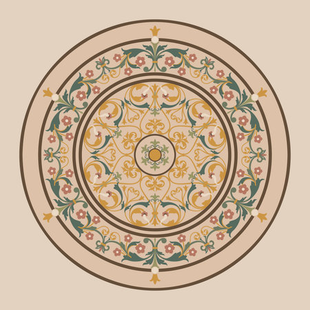 The idea of a stone floor panel. Ornamental motifs are designed in the style of the Renaissance.のイラスト素材