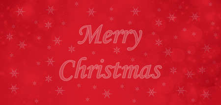 Christmas bright red background with snowflakes and text.の写真素材