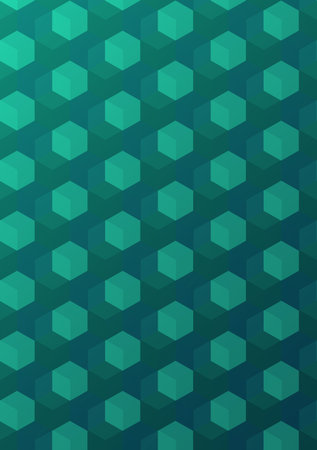 Abstract green cubes background. Empty space to insert text and other graphic elements. Editable vector file.のイラスト素材