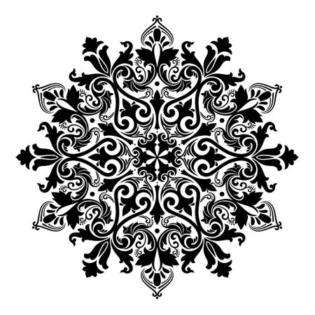 Ornament in a circle in the Renaissance style. Sketch for printing, plotter and laser cutting. Drawing an image on different surfaces.のイラスト素材