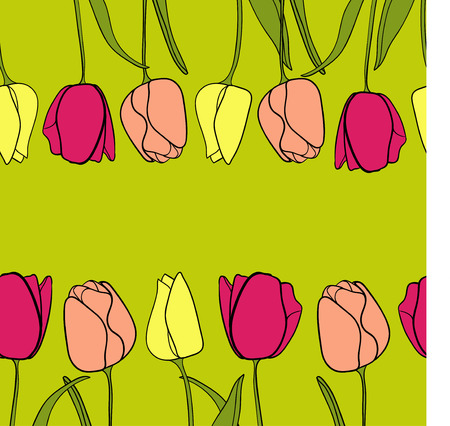 Tulip flower border background vectorのイラスト素材