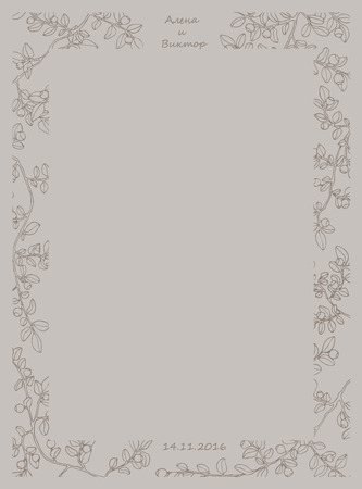 Blueberries frame. Craft art illustrationのイラスト素材