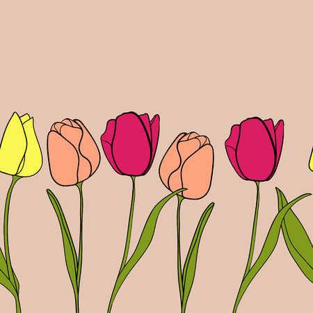 Tulip flower border background vectorのイラスト素材