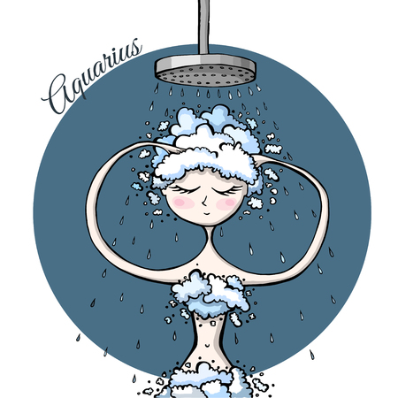 cute zodiac sign Aquariusのイラスト素材