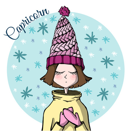 cute zodiac sign Capricornのイラスト素材