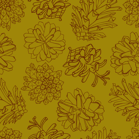 Hand drawn vector illustrations. Seamless pattern with pine cones. Forest backgroundのイラスト素材