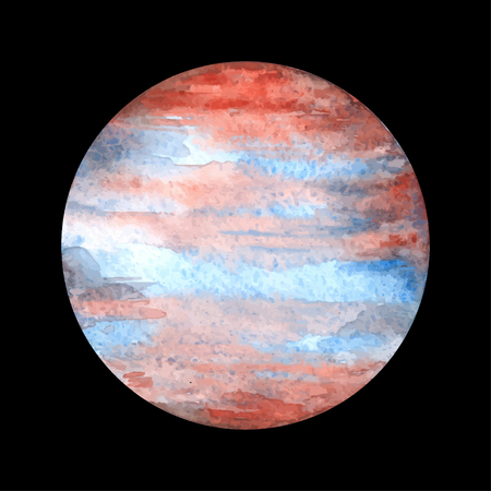 Planet Jupiter watercolor illustration.のイラスト素材