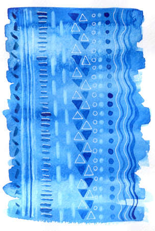 Watercolor background blue with stainsの写真素材
