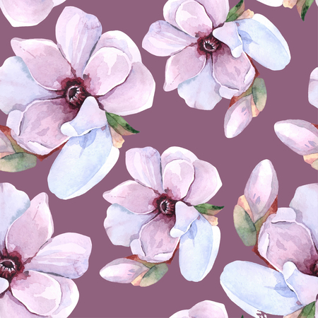 Seamless watercolor romantic floral patternのイラスト素材