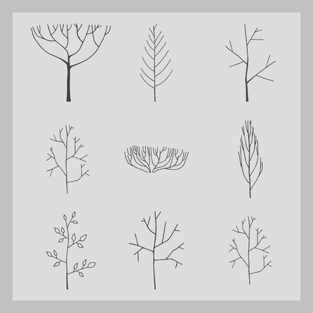 Collection of tree icon with gray background illustration.のイラスト素材