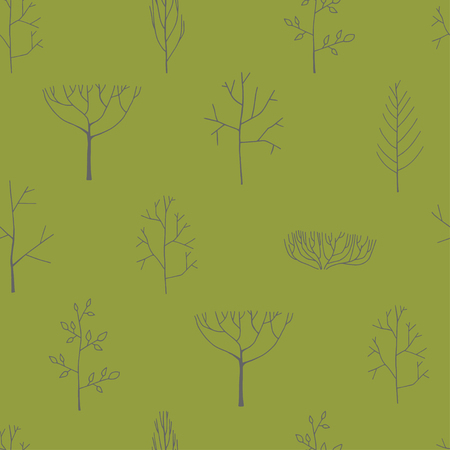 Seamless pattern with trees, hand drawn illustration.のイラスト素材