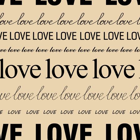 Seamless romantic pattern for valentines day with word loveのイラスト素材