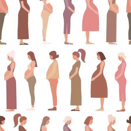 Pregnancy motherhood people expectation seamless pattern backgroundのイラスト素材